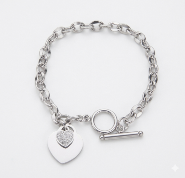 Bracelet coeur - acier inoxydable