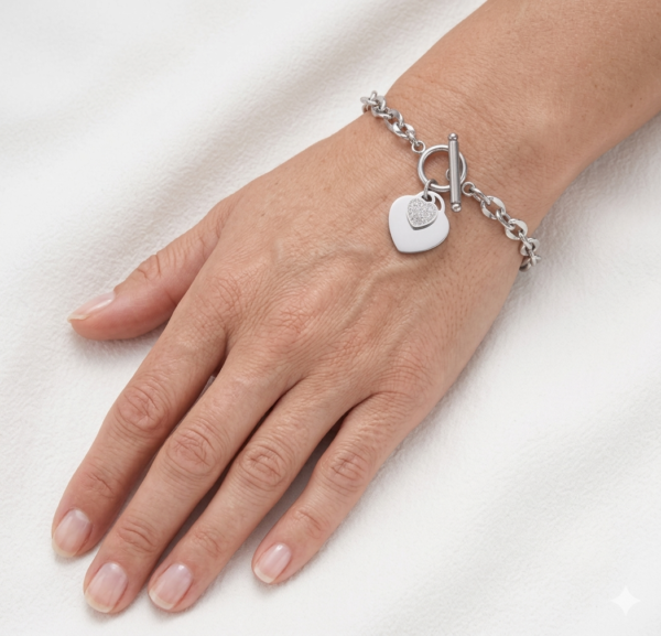 Bracelet coeur - acier inoxydable